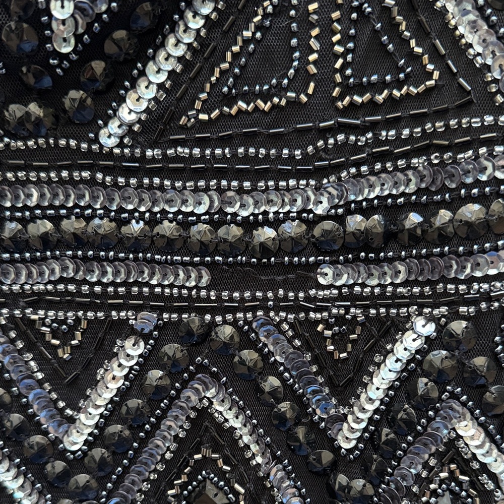 NEW Adrianna Papell Elegant Black and Silver Beaded Dress - Picture 5 of 8